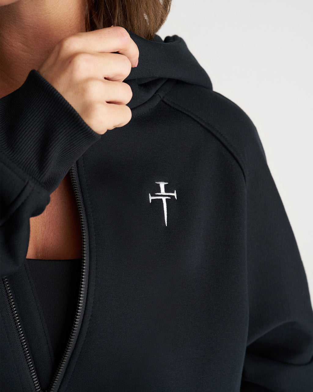 Signature Fleece Full Zip Hoodie - Black