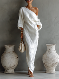 Adrienne | Women's One Shoulder Long Sleeve Maxi Dress