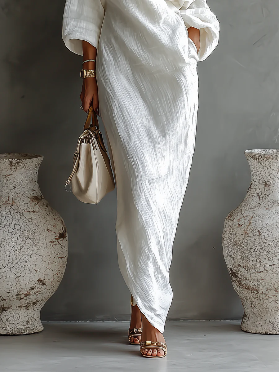 Adrienne | Women's One Shoulder Long Sleeve Maxi Dress