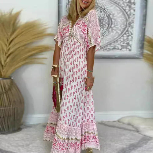Clementine | Women's Printed Short Sleeve Maxi Dress