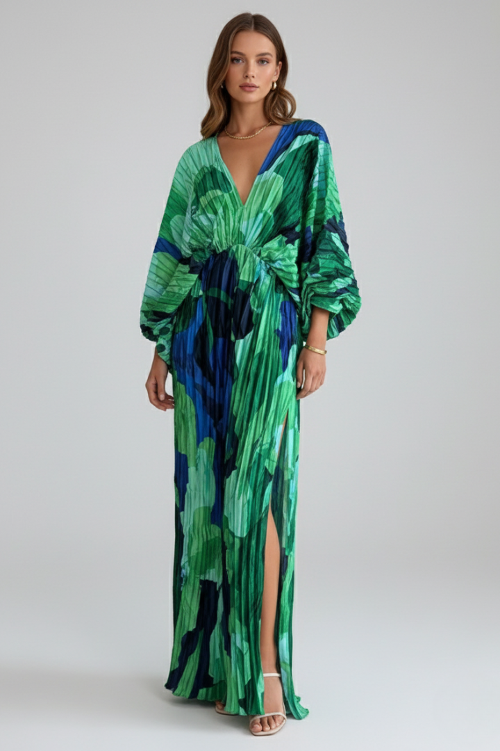 Cordelia

Wait, | Women's V-Neck Long Sleeve Pleated Maxi Dress