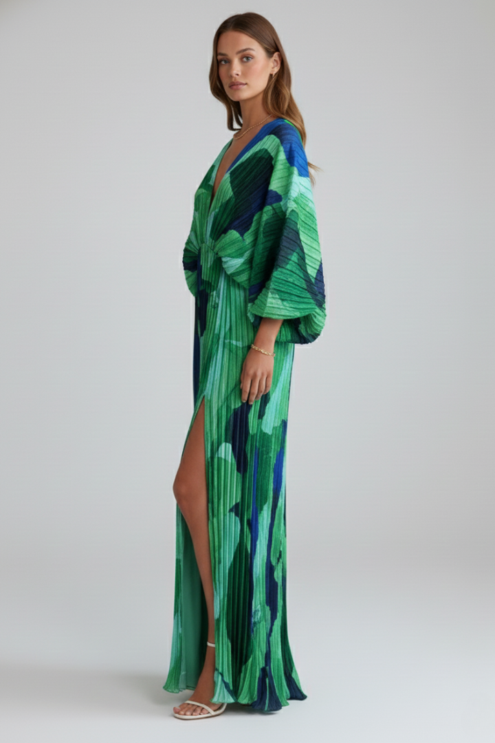 Cordelia

Wait, | Women's V-Neck Long Sleeve Pleated Maxi Dress