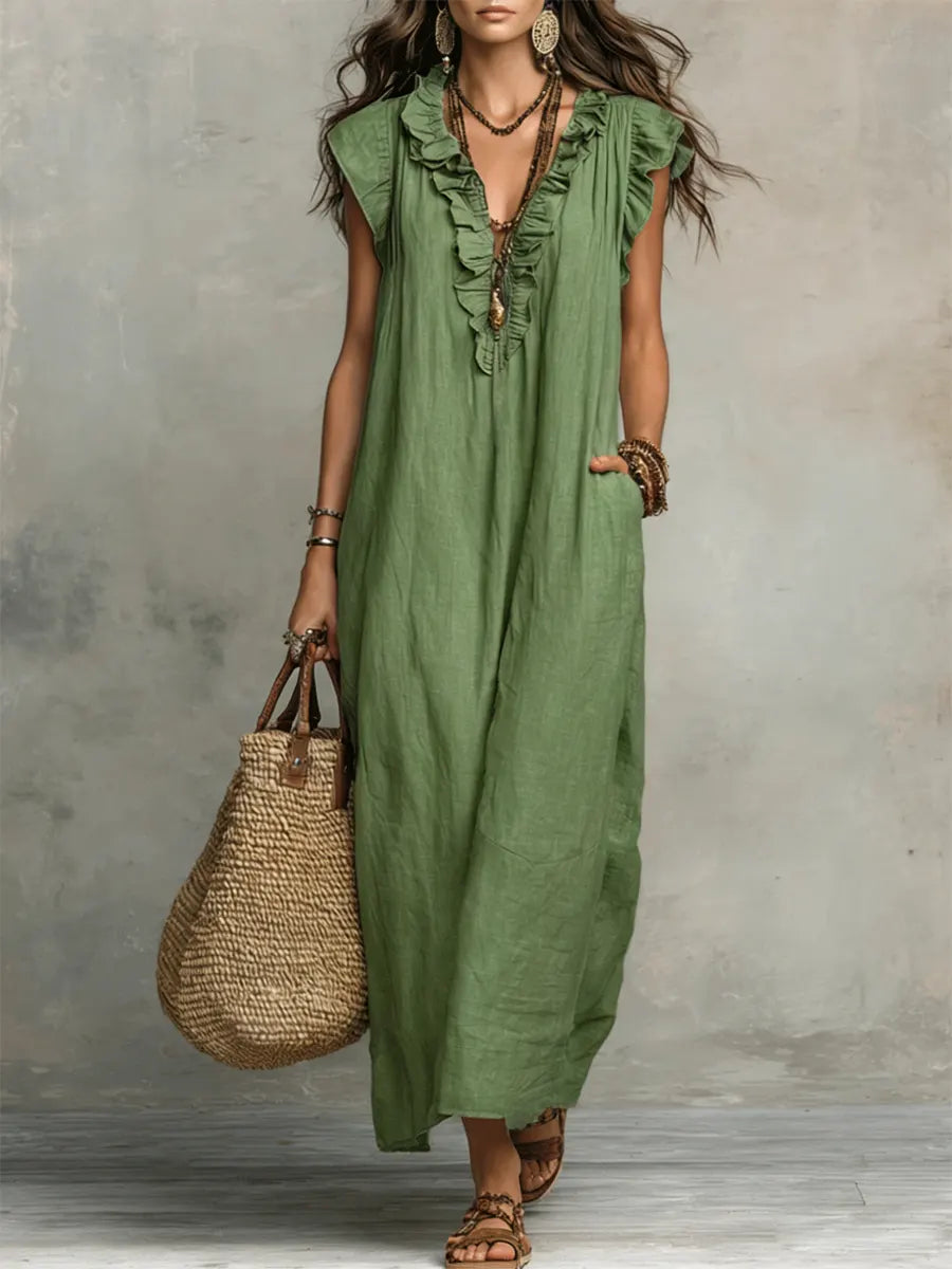 Francine | Women's Ruffle Sleeveless Maxi Dress