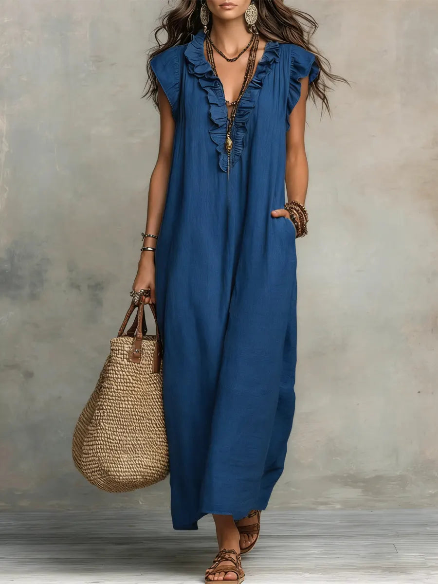 Francine | Women's Ruffle Sleeveless Maxi Dress