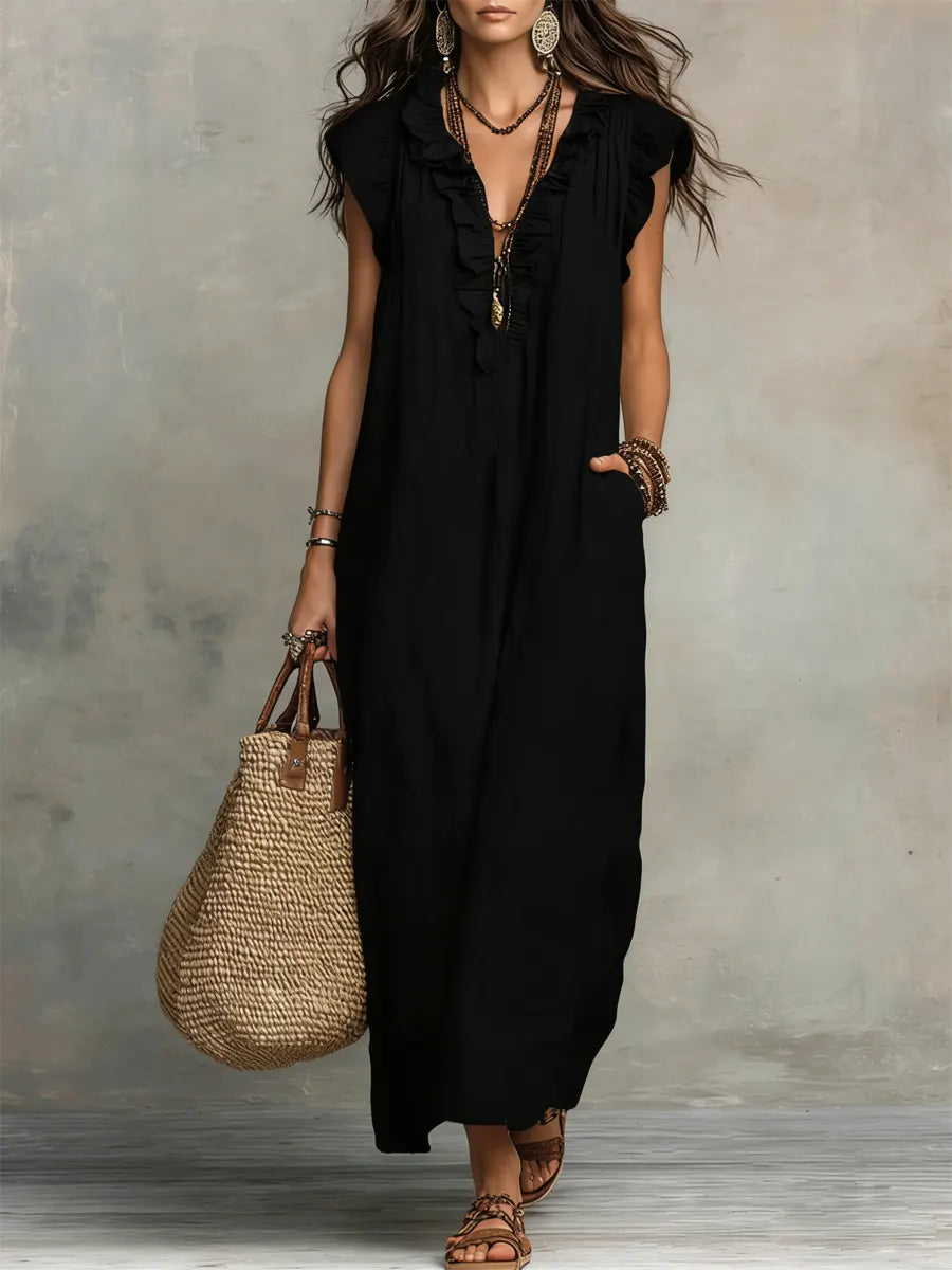 Francine | Women's Ruffle Sleeveless Maxi Dress