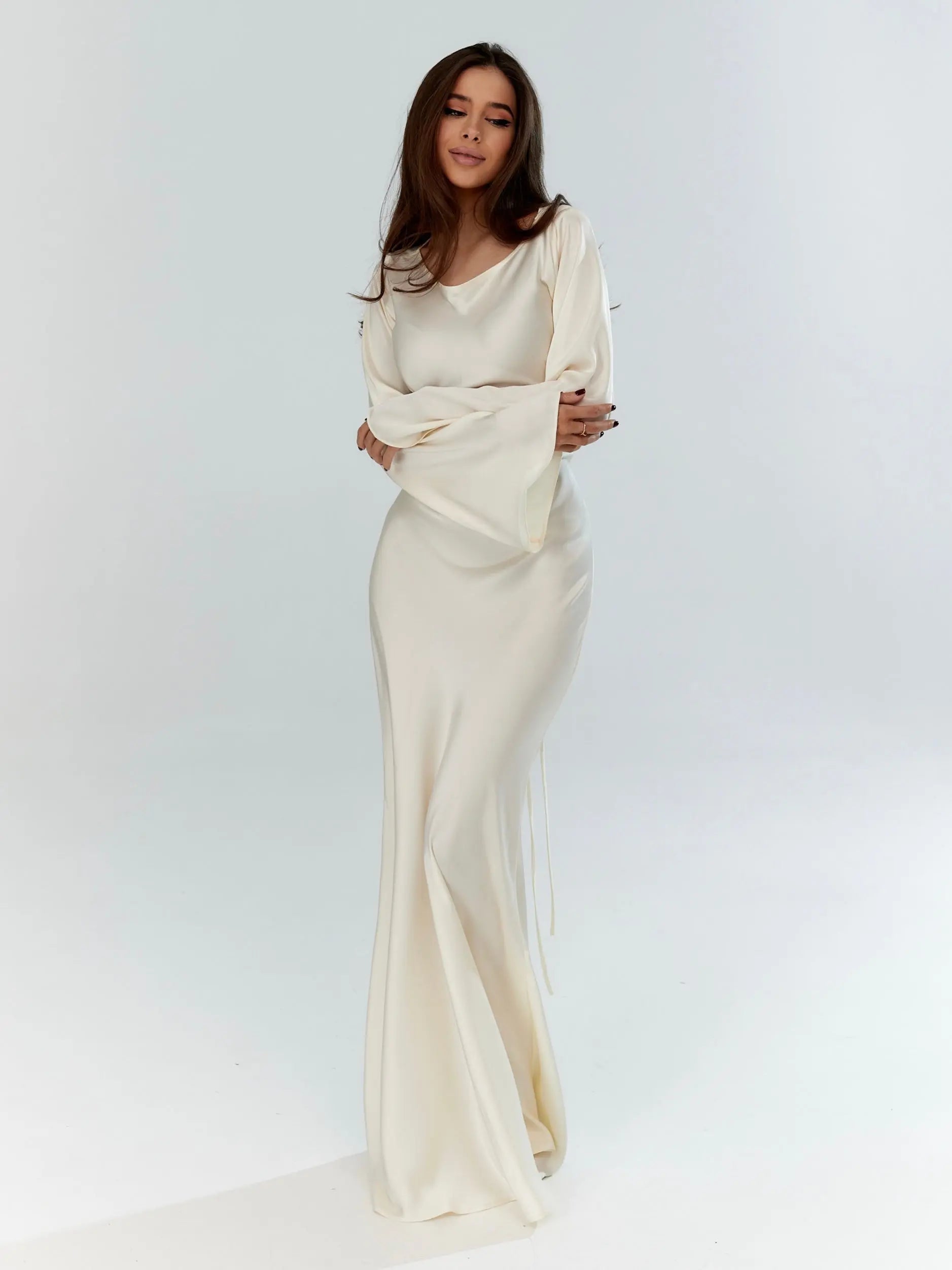 Ophelia | Women's Long Sleeve Fitted Maxi Dress
