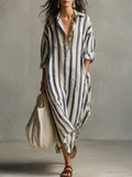 Paloma | Women's Striped Long Sleeve Shirt Dress