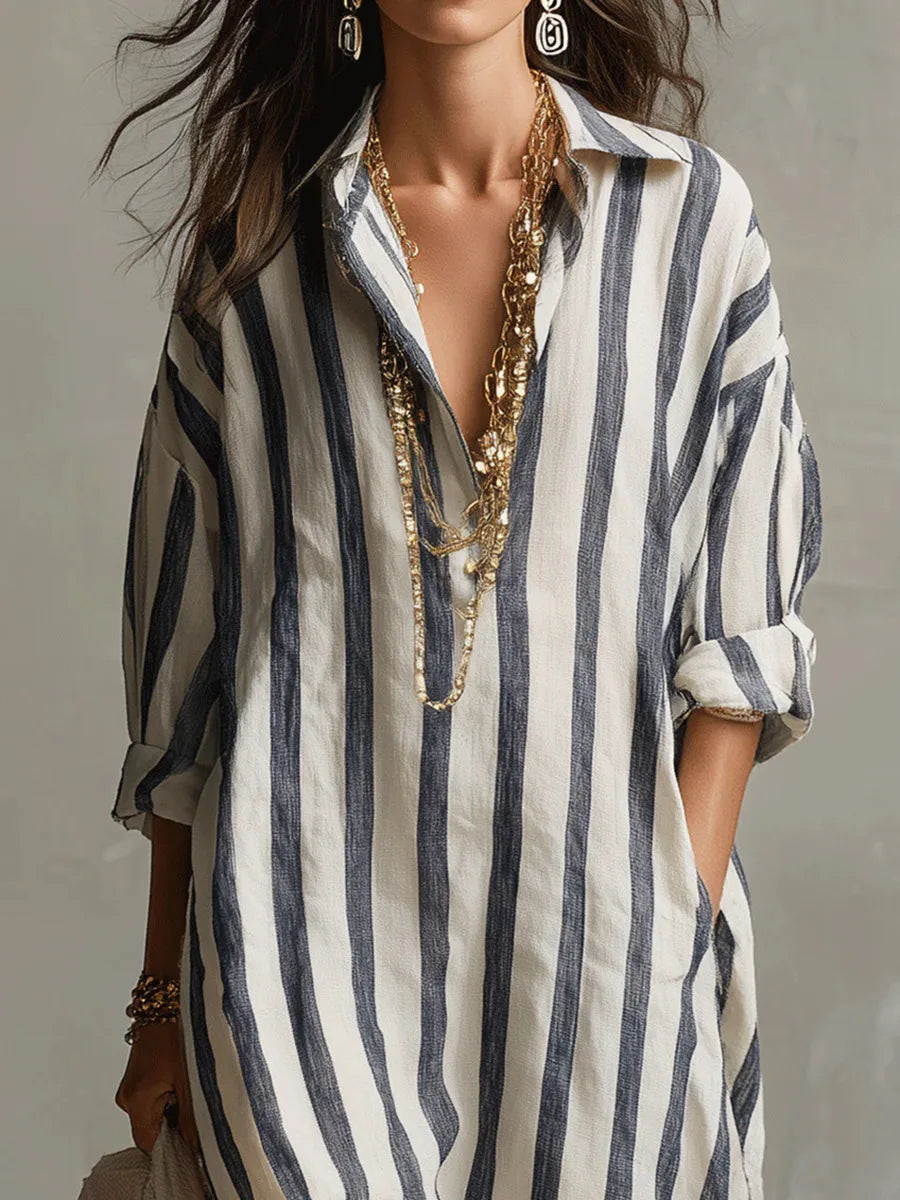 Paloma | Women's Striped Long Sleeve Shirt Dress