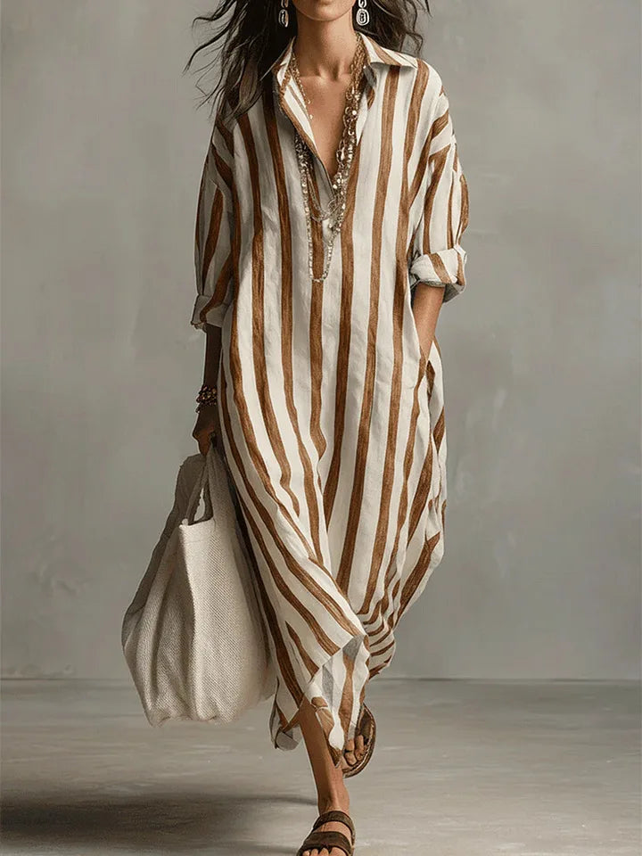 Paloma | Women's Striped Long Sleeve Shirt Dress