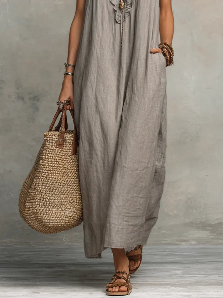 Priscilla | Women's Ruffle V-Neck Maxi Dress