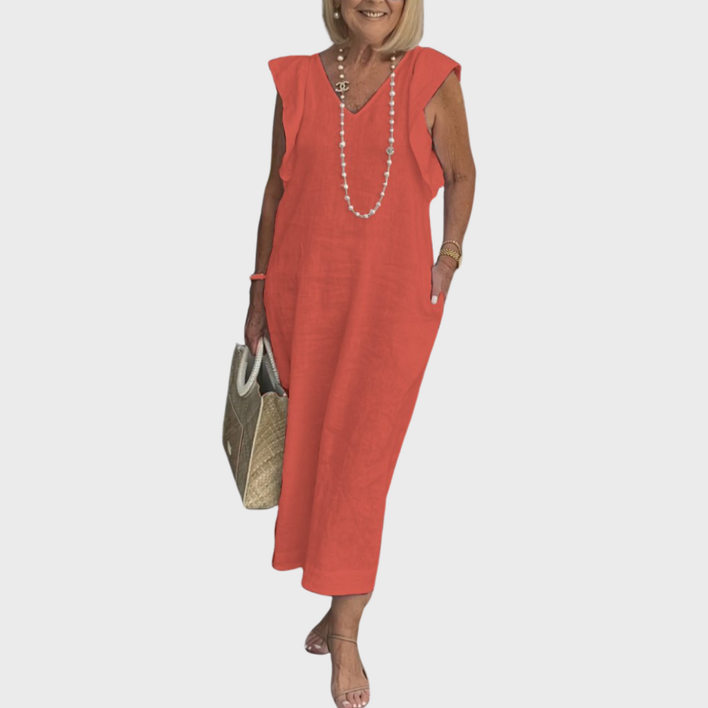 Rosalinda | Women's V-Neck Sleeveless Pocket Maxi Dress