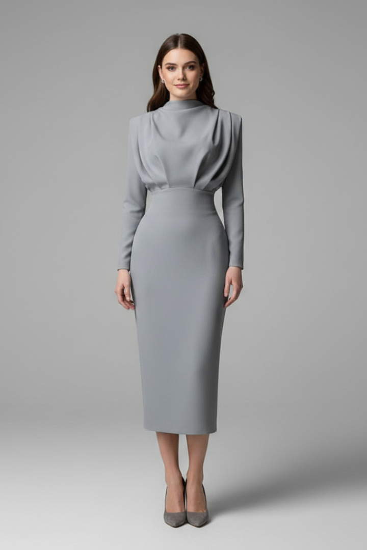Serafina | Women's Mock Neck Long Sleeve Maxi Dress