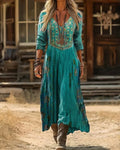 Tamara | Women's Embroidered V Neck Maxi Dress