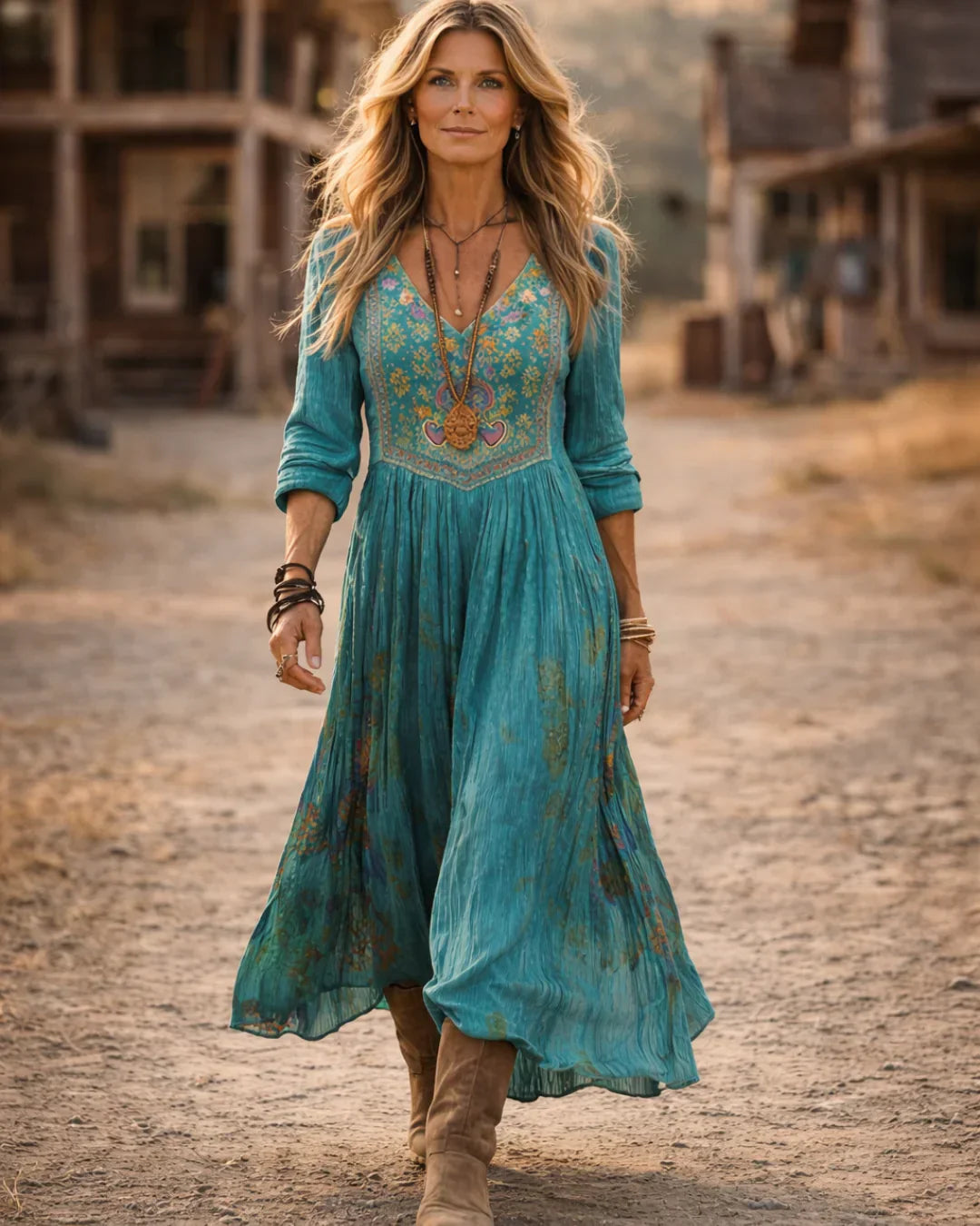 Tamara | Women's Embroidered V Neck Maxi Dress