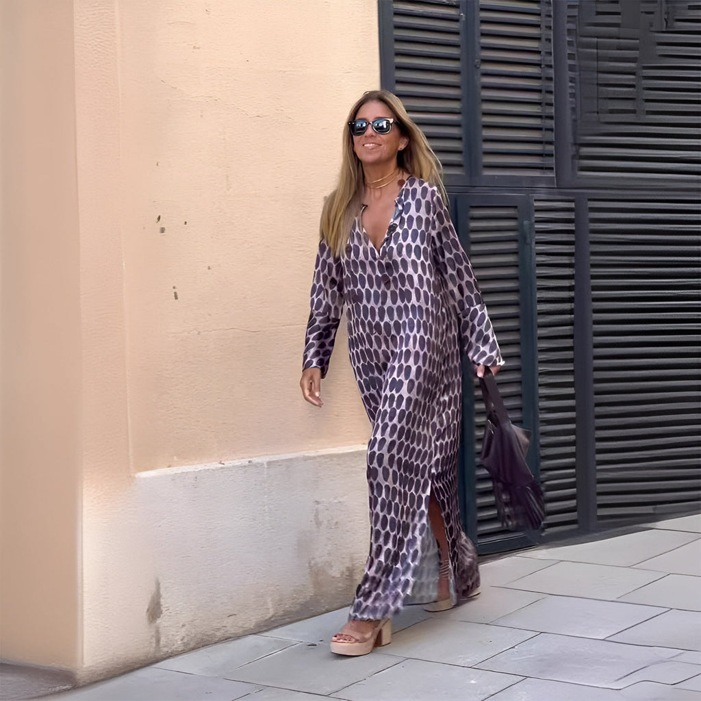 Violette | Women's Long Sleeve Printed Maxi Dress